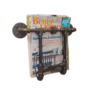 Industrial pipe newspaper magazine holder wall mounted