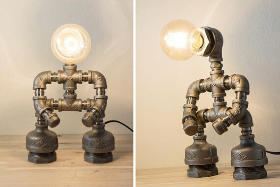 unique lamp made from industrial steel pipe