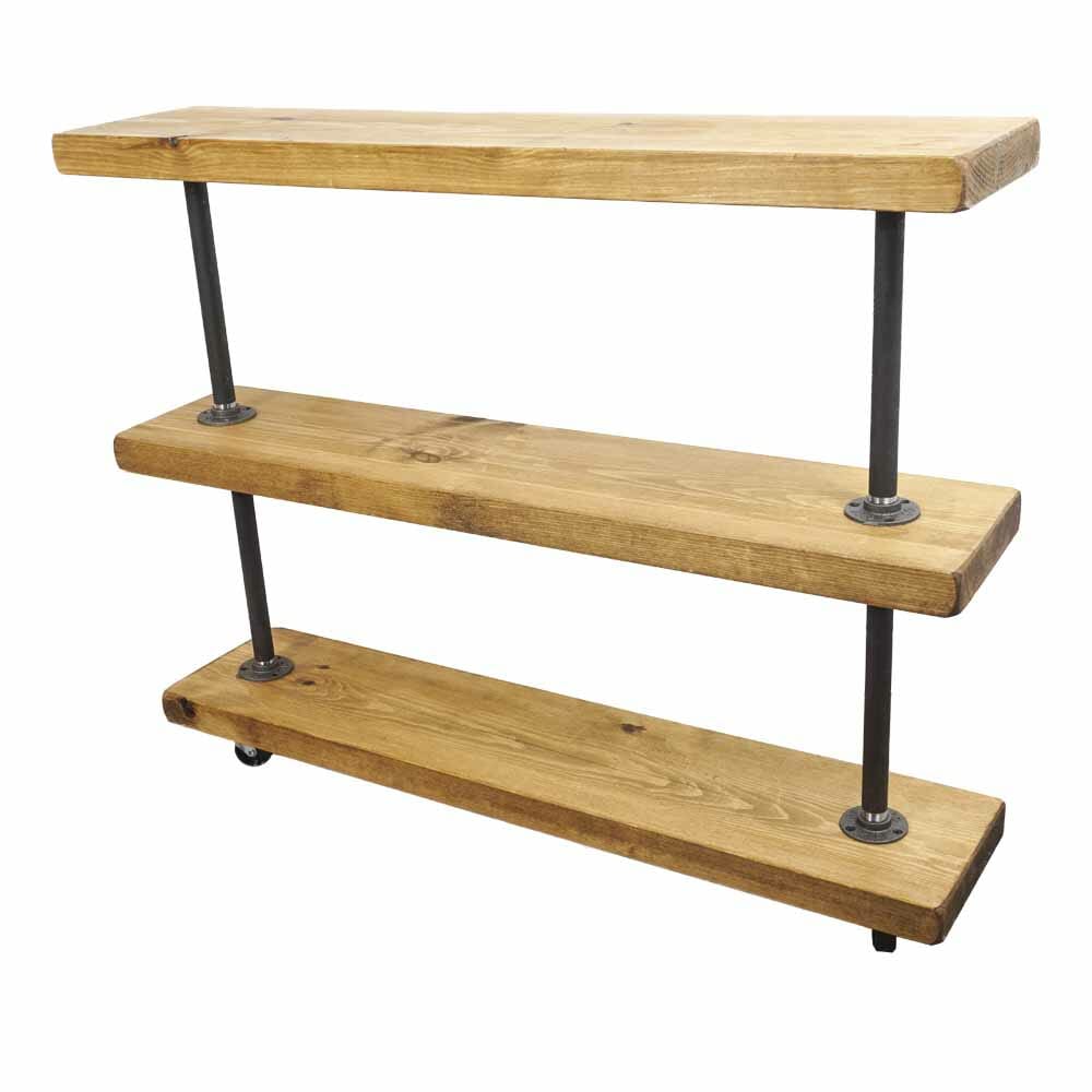 Raw Steel Floor Standing Shelving Unit, Pipe And Plank Shelving