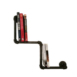black steel industrial pipe wall mounted book shelf