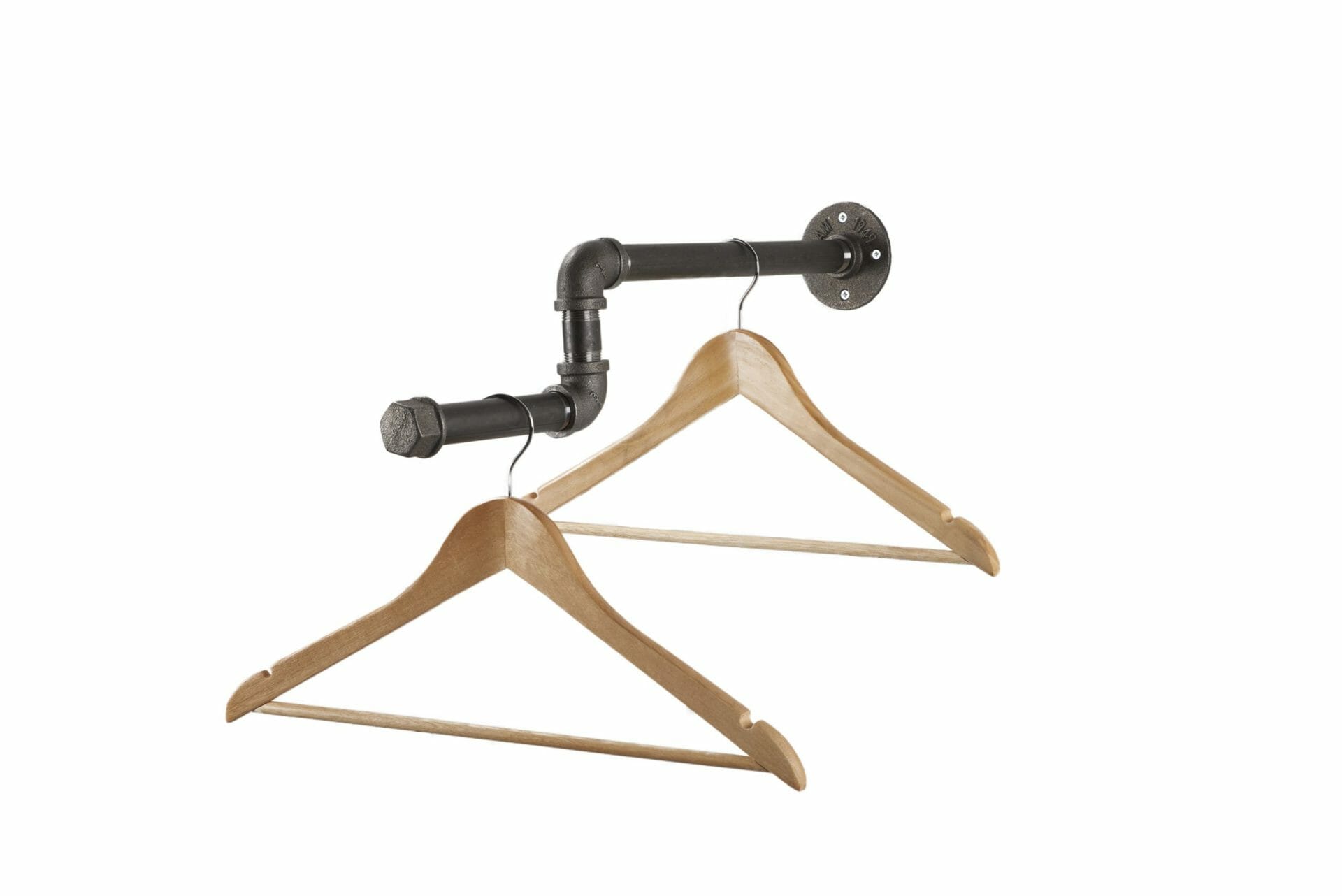 industrial pipe drop level wall mounted steel clothes rail