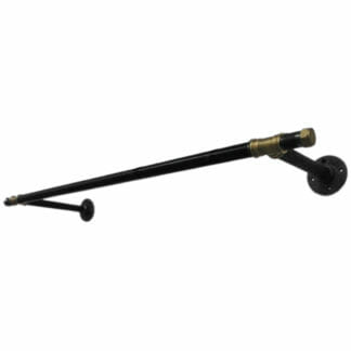 Black and brass industrial steel pipe hanging rail