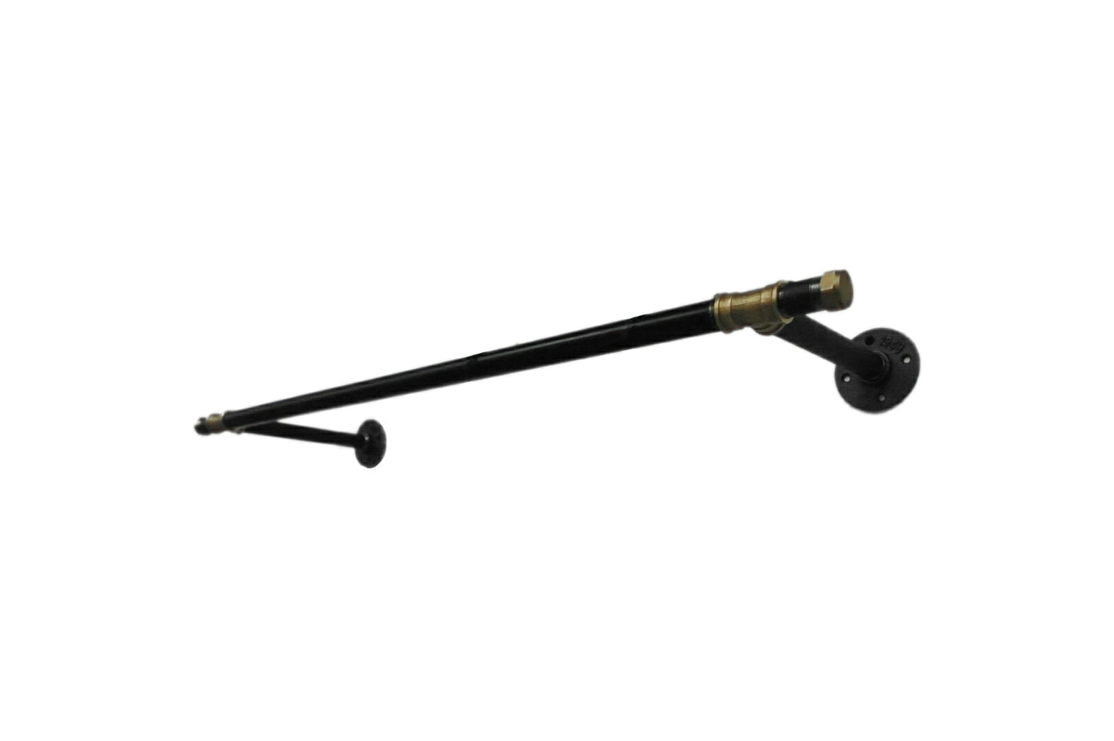 Black and brass industrial steel pipe hanging rail