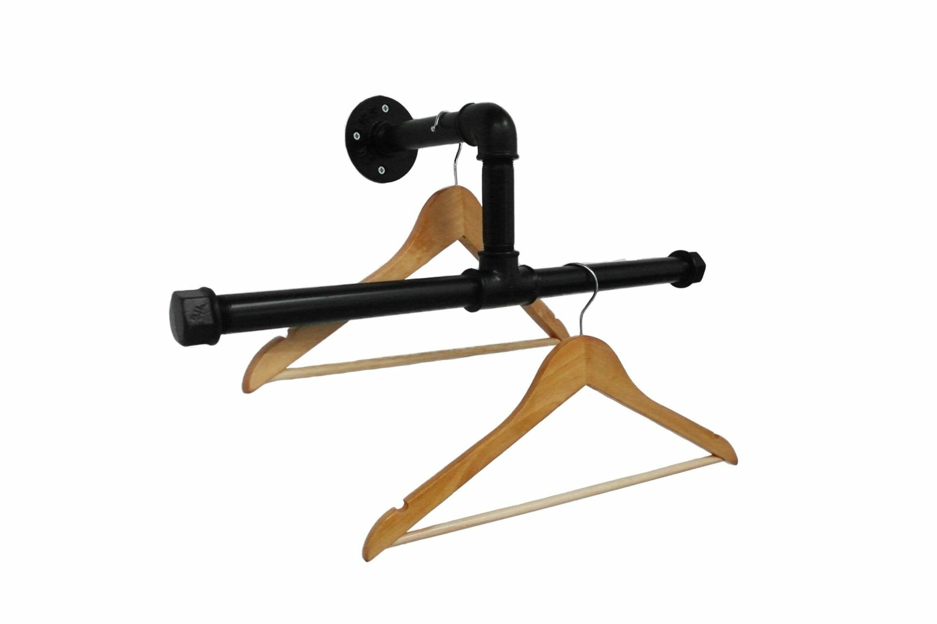 Black industrial steel pipe clothes hanging rail