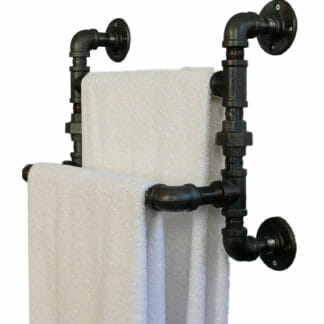 Black powder coated industrial pipe double towel rail