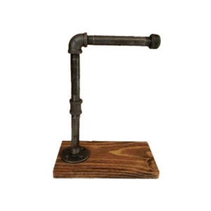 Iron Pipe Fitting Towel Holder with Solid Timber Base