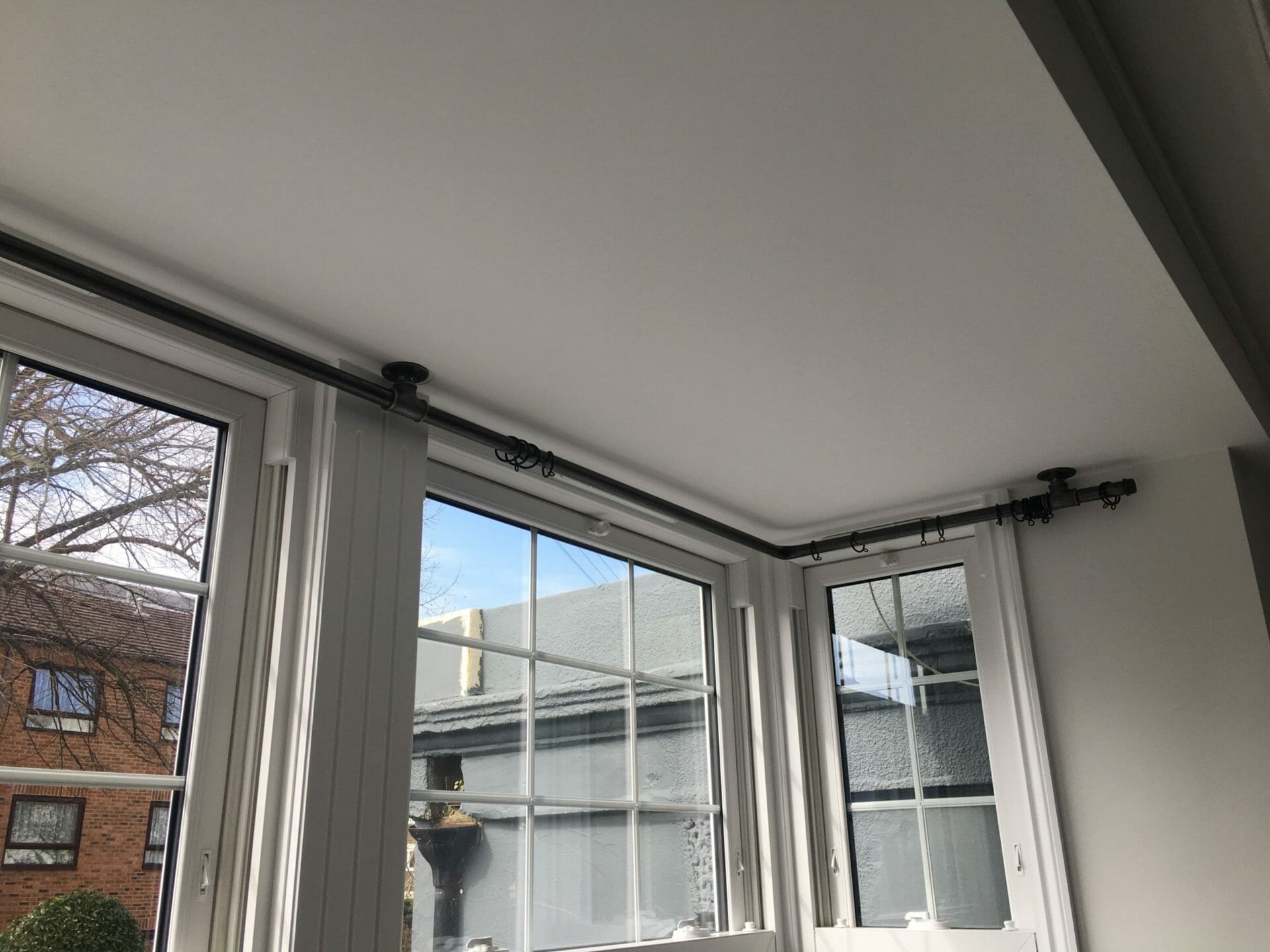 Customisable Bay Window Curtain Pole Bracket Set Industrial Pipe Style