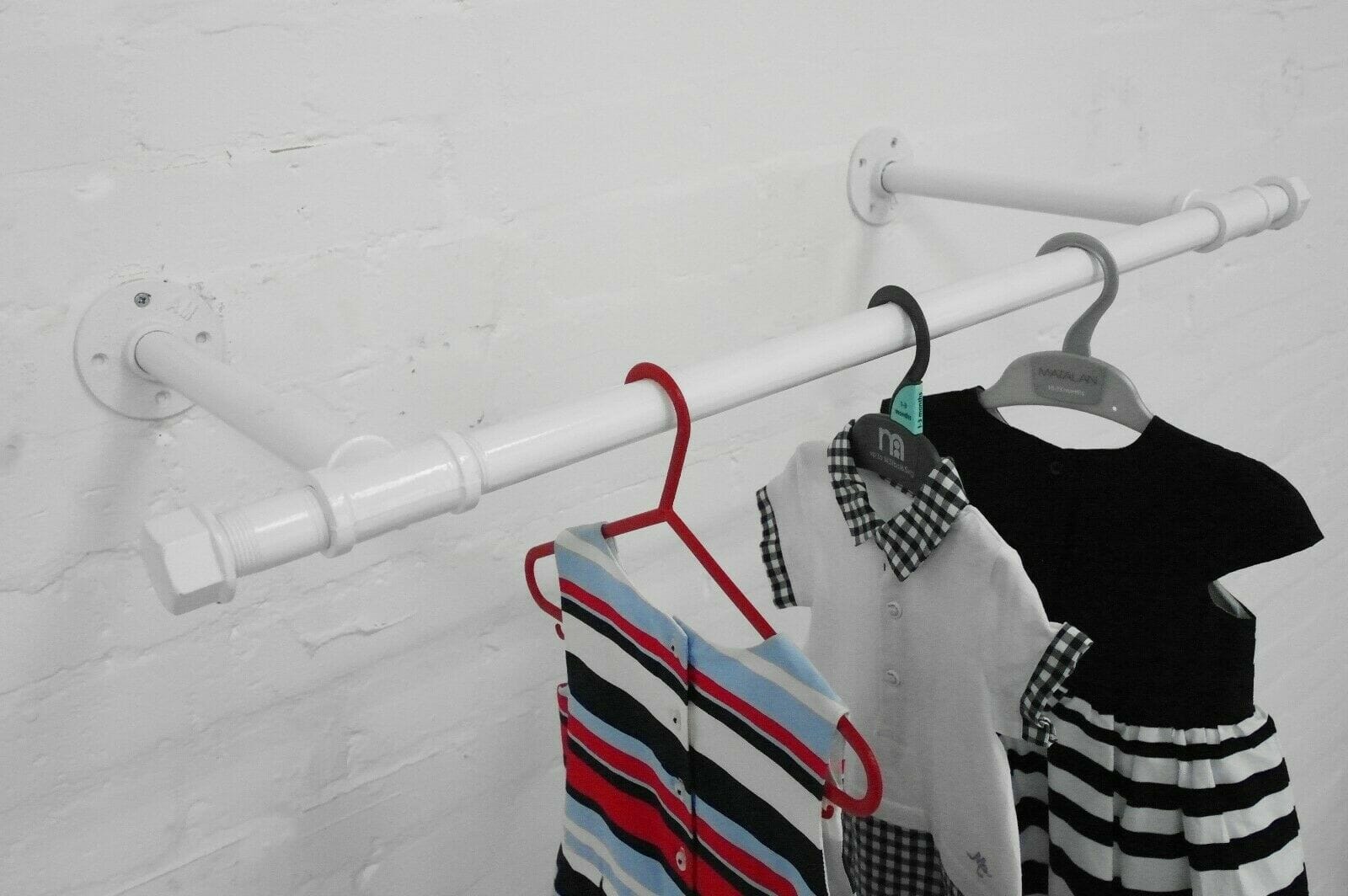 industrial steel pipe white clothing rail