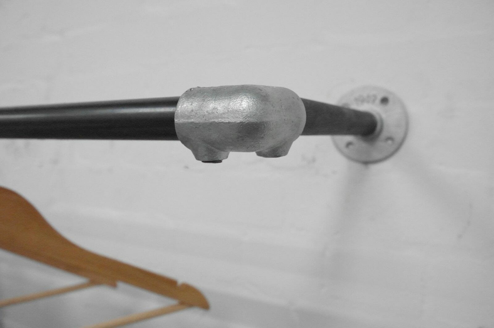 industrial steel pipe raw and silver wall mounted clothing rail