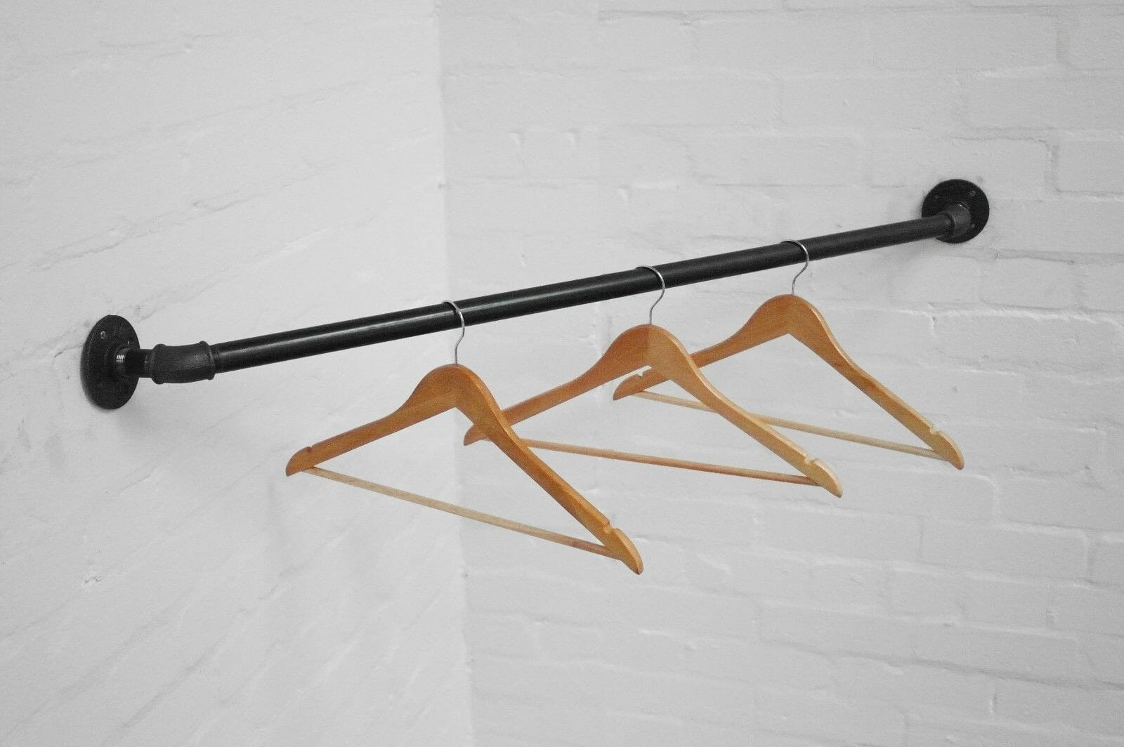 straight corner industrial steel pipe wall mounted clothes rail