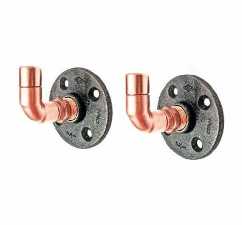 Copper wall mounted industrial pipe coat hooks