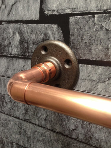 copper industrial pipe wall mounted towel rail