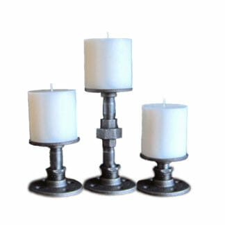 Candle sticks made from rustic industrial pipe