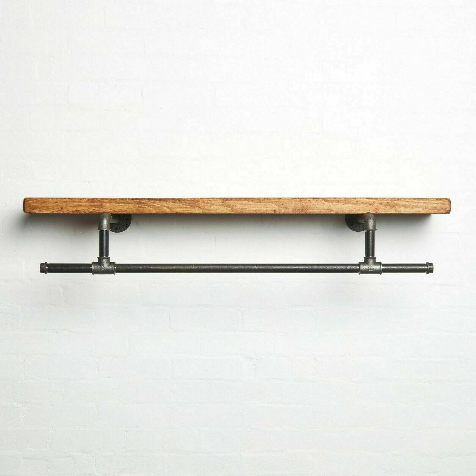 Clothes -Rail-with-Solid-wood-Shelf