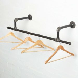 Custom-Size-Pipe-Clothing-Rail-Black-with-Hangers