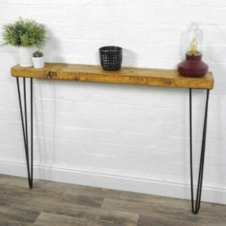 Slimline-Solid-reclaimed-timber-console-table-with-hair-pin-legs-medium-oak