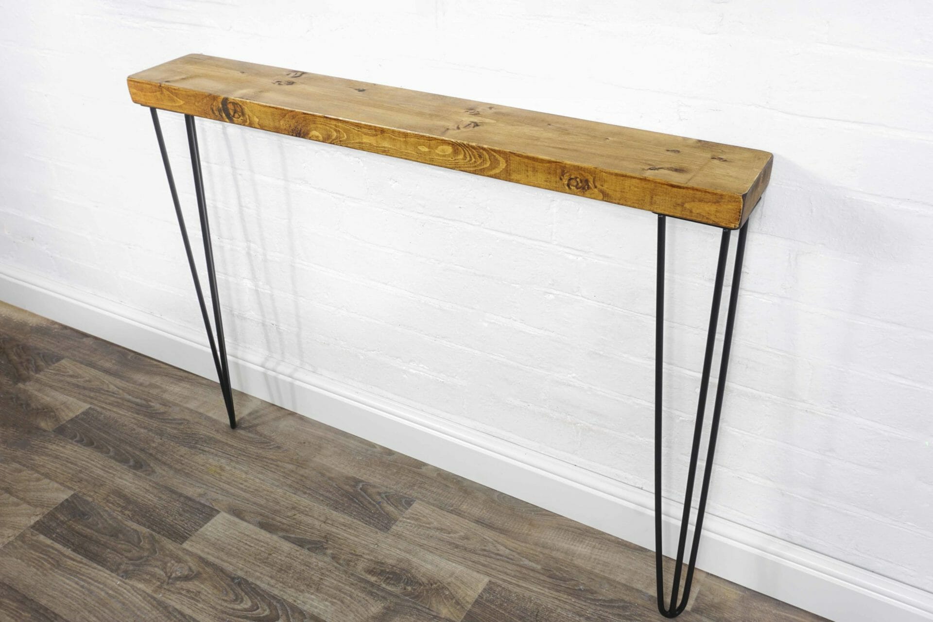 Slimline-Solid-reclaimed-timber-console-table-with-hair-pin-legs-medium-oak