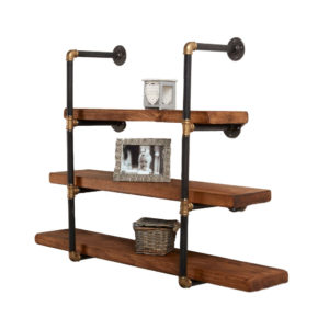 Raw Steel and Brass Shelving Unit