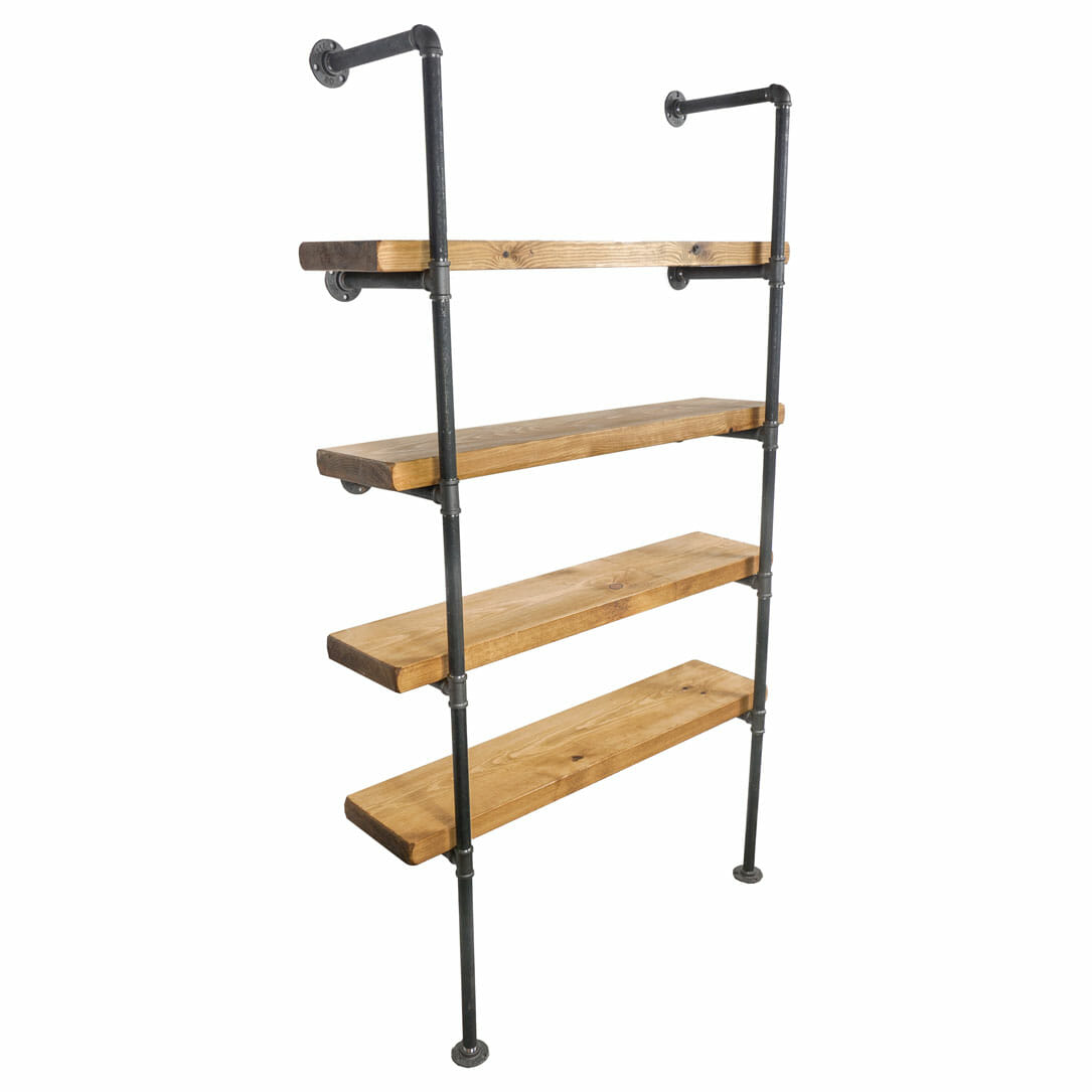 Floating Floor Mounted Shelving Unit, Industrial Style Shelving Unit