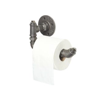 Industrial pipe tee nut raw steel vintage toilet roll holder