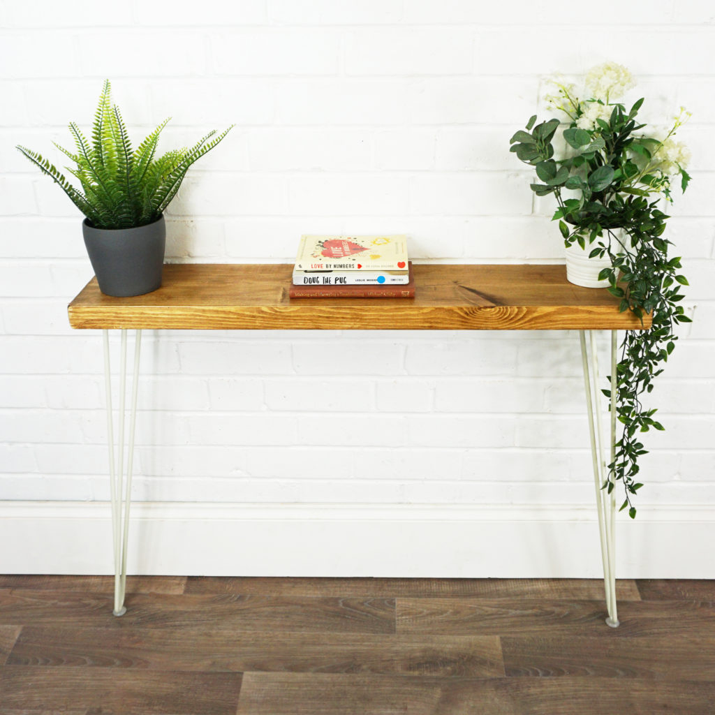Locally Sourced Reclaimed Wood & 3 Rod Hairpin Legs Console Table
