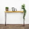 22cm x 4.4cm Slimline Reclaimed Timber Console Table with Copper Hairpin Legs - 1