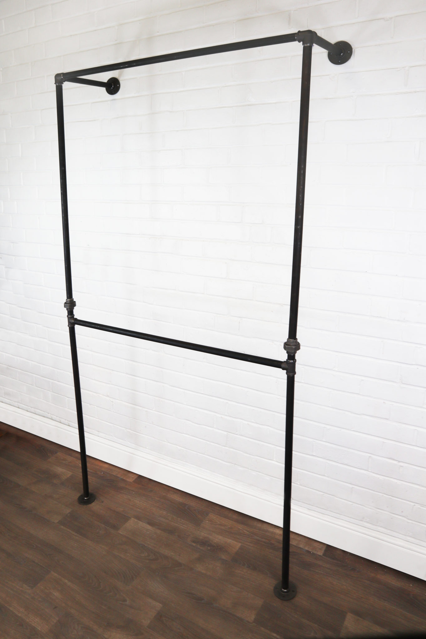 Wall and Floor Mounted Full Height Two Tiered Clothing Rail ...
