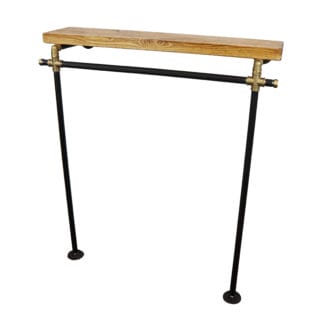 Raw Steel and Brass Clothing Rail with Shelf