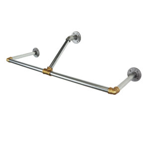 Industrial Silver and Brass Clothing Rails