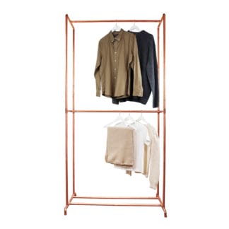 Copper industrial pipe clothing rail freestanding