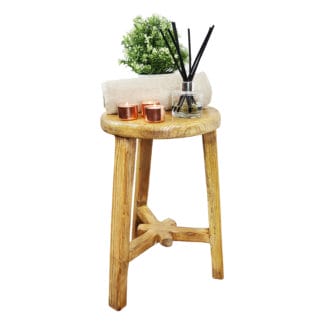 elm wood handmade stool varnish finish rustic furniture
