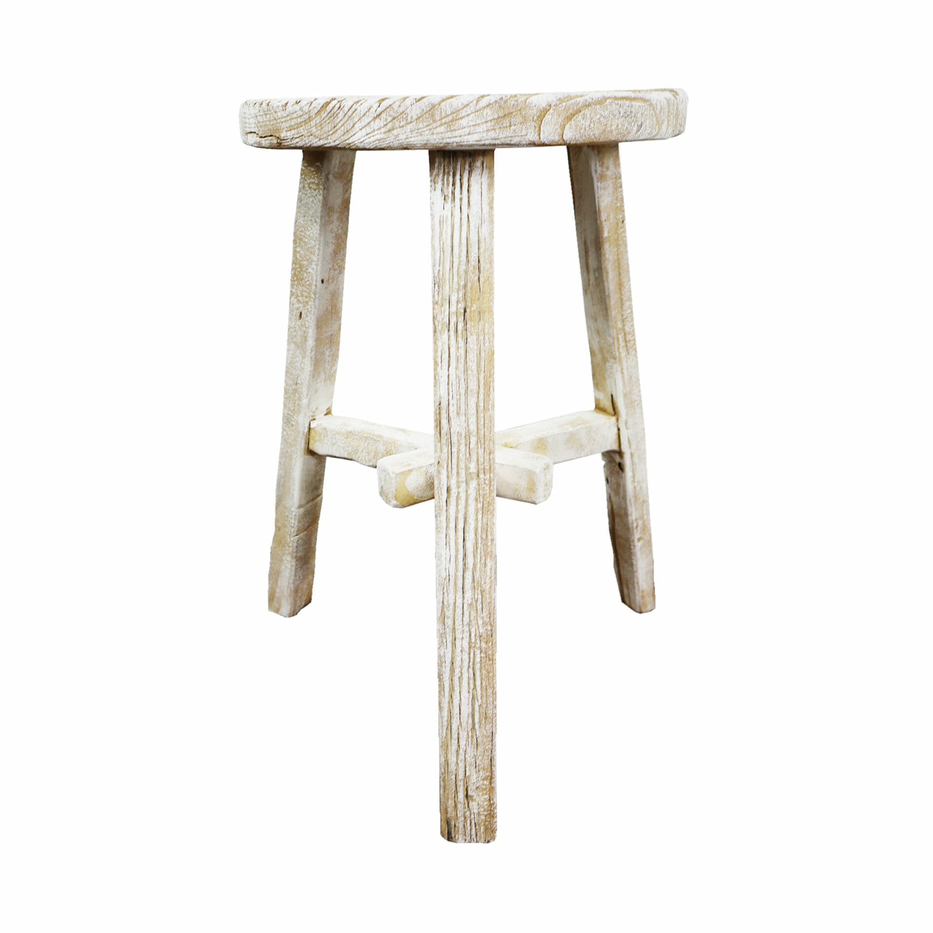 elm wood handmade stool white wash finish rustic furniture