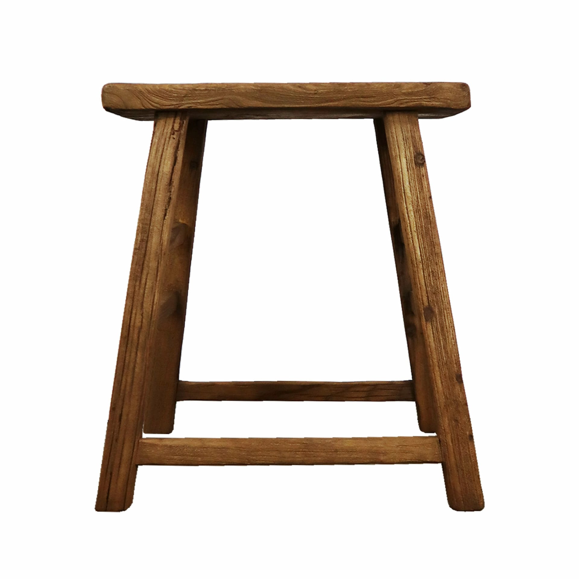 Rectangular elm wood handmade stool medium oak finish rustic furniture