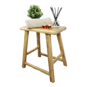 Rectangular elm wood handmade stool varnish finish rustic furniture