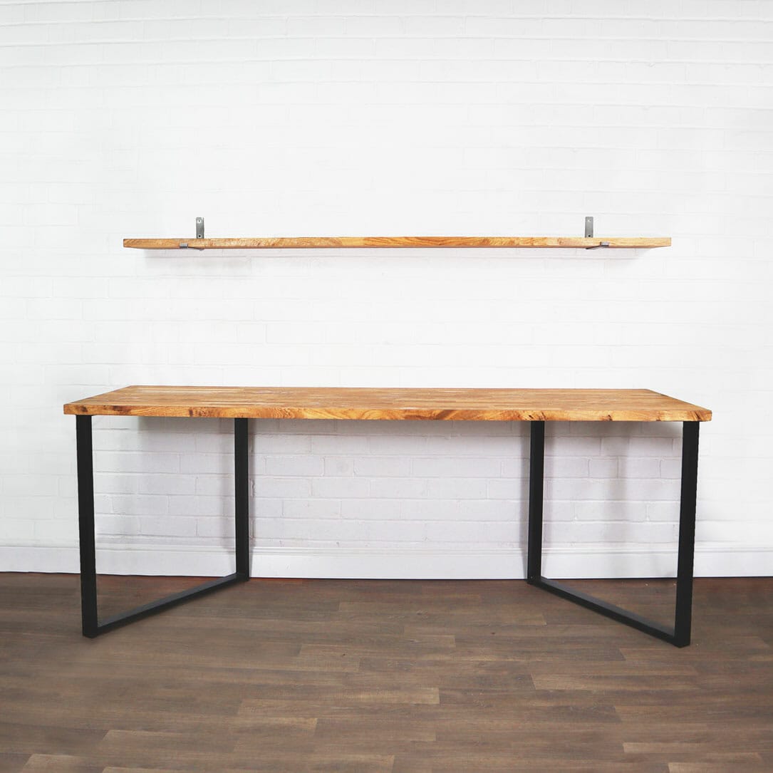 Solid Oak Desk with Powder Coated Square Box Steel Legs Pipe Dream Furniture