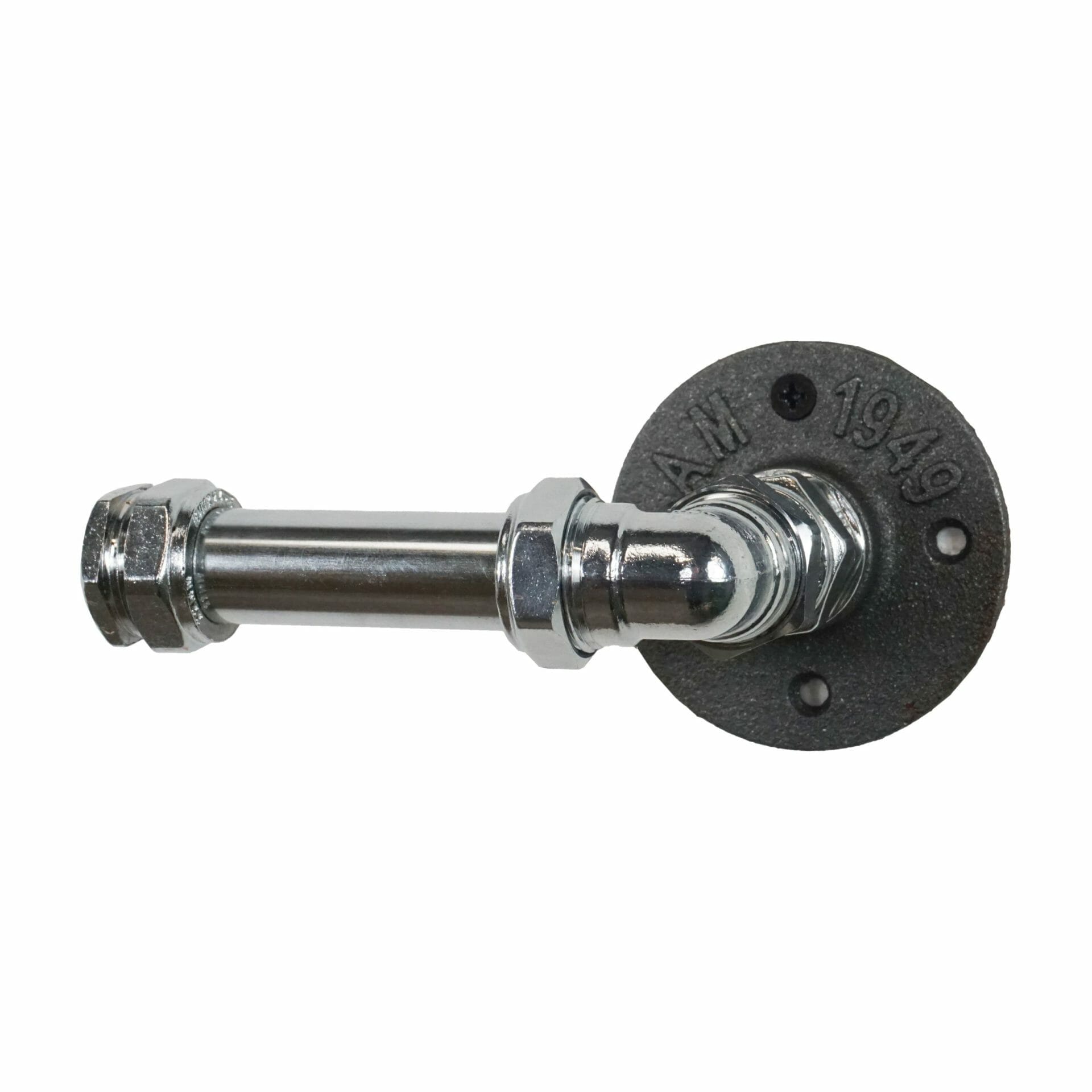 Stainless steel industrial pipe door handle with raw steel fitting