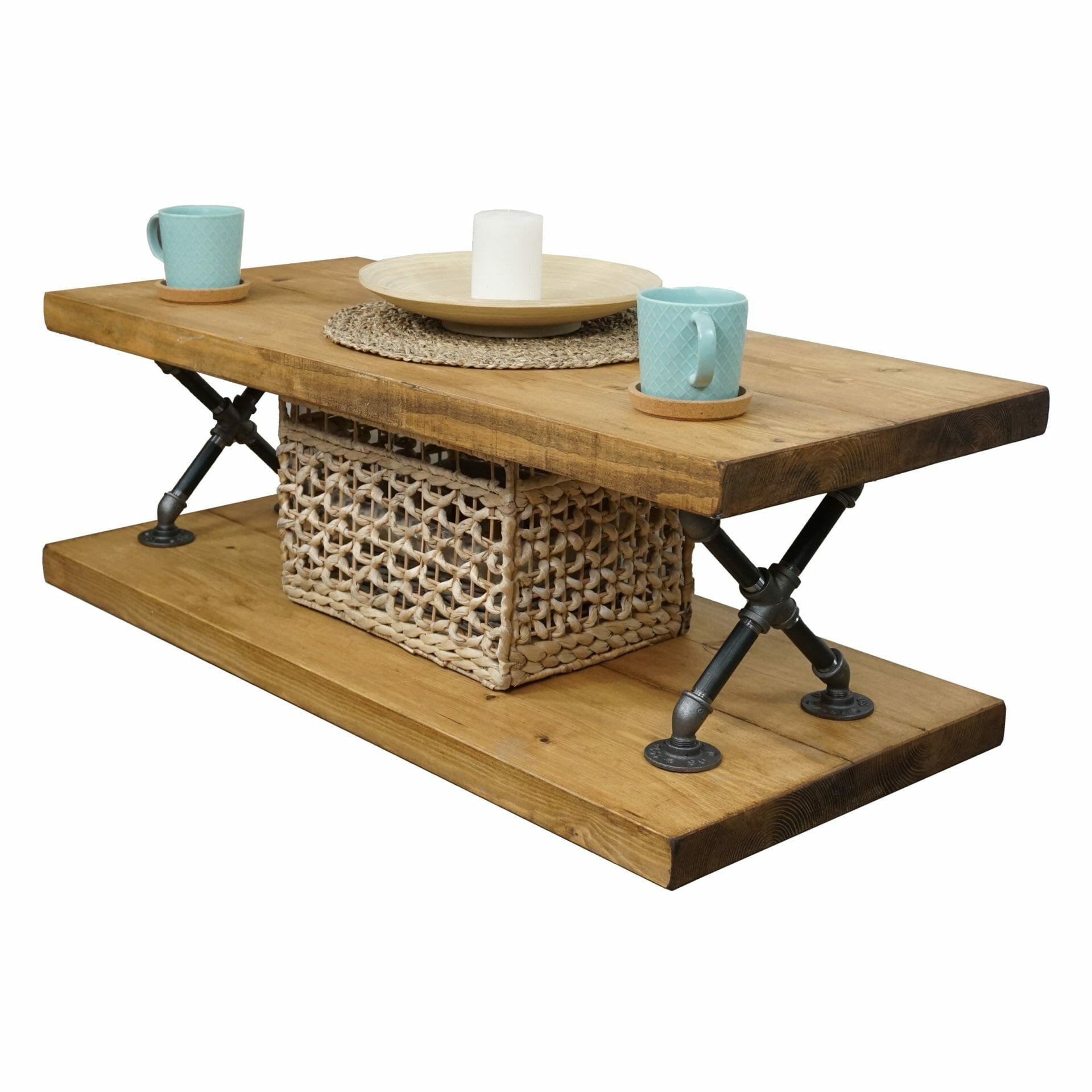 reclaimed wood industrial pipe handmade coffee table