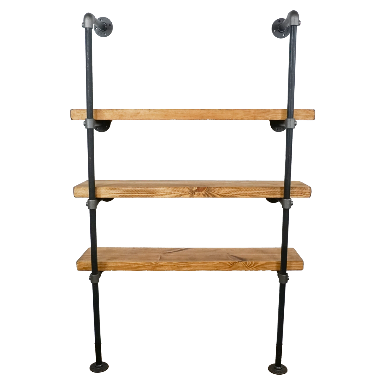floor and wall mounted industrial storage unit wooden shelves