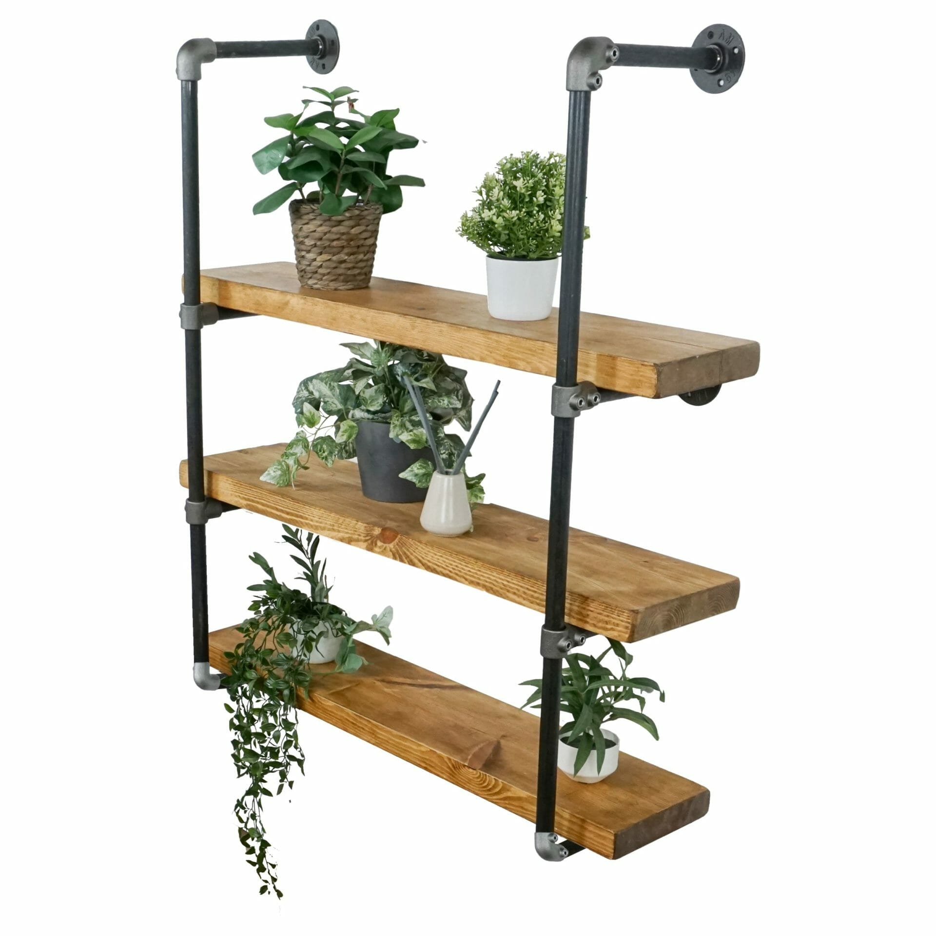 Reclaimed Wood Shelving Pipe Unit Wall Mounted Raw Steel raw-materials-examples-for-businesses-in-india