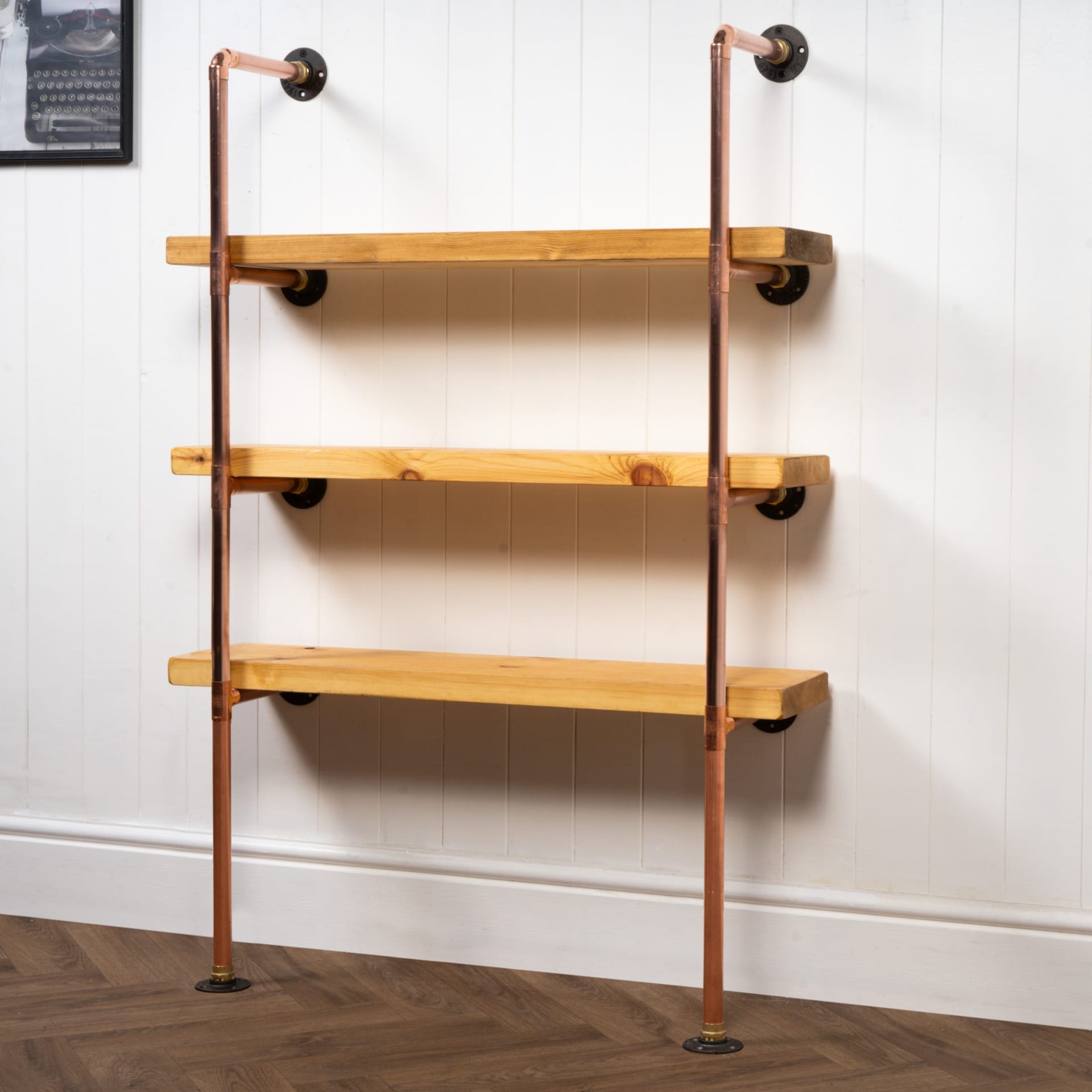 Copper Pipe Shelving Unit with Brass