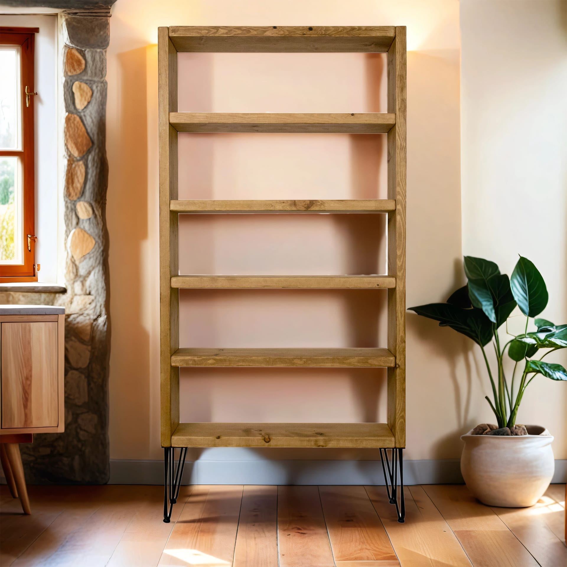 Reclaimed Bookcase On Hairpin Legs Reclaimed Timber Style