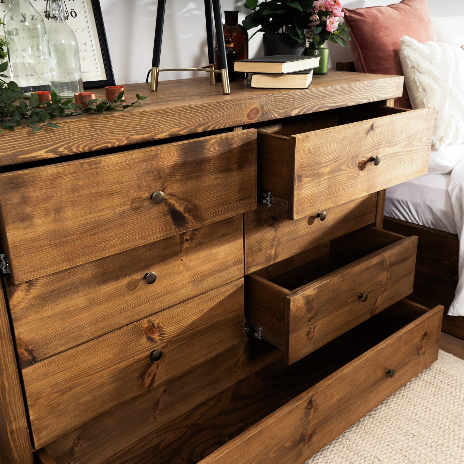 Solid Wood Wide Chest of Drawers Reclaimed Timber Style Pipe Dream Furniture